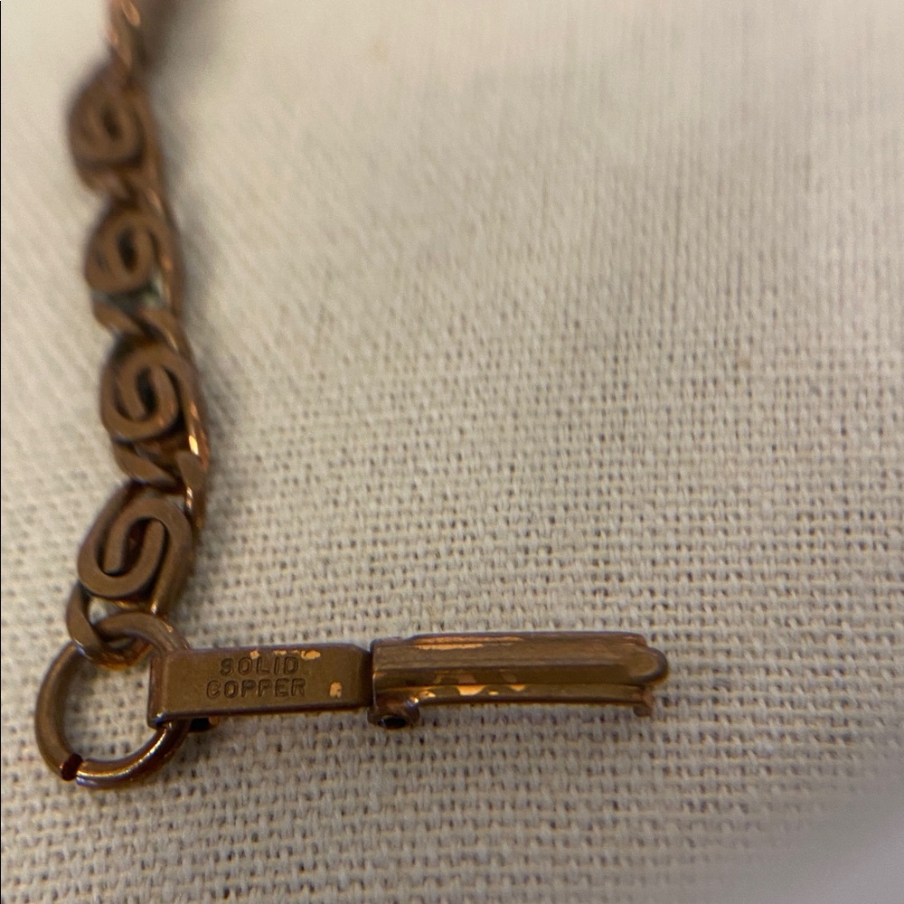 Vintage Solid Copper Scroll Link Bracelet With Fo… - image 8